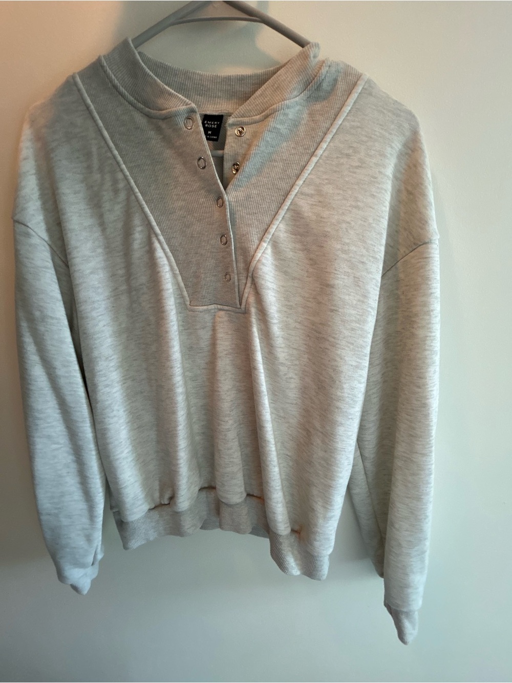 Light Gray Snap Henley Pullover